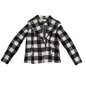 alice blue jacket Plaid Black Gray Stretch Half Zip Front Women's Size Large